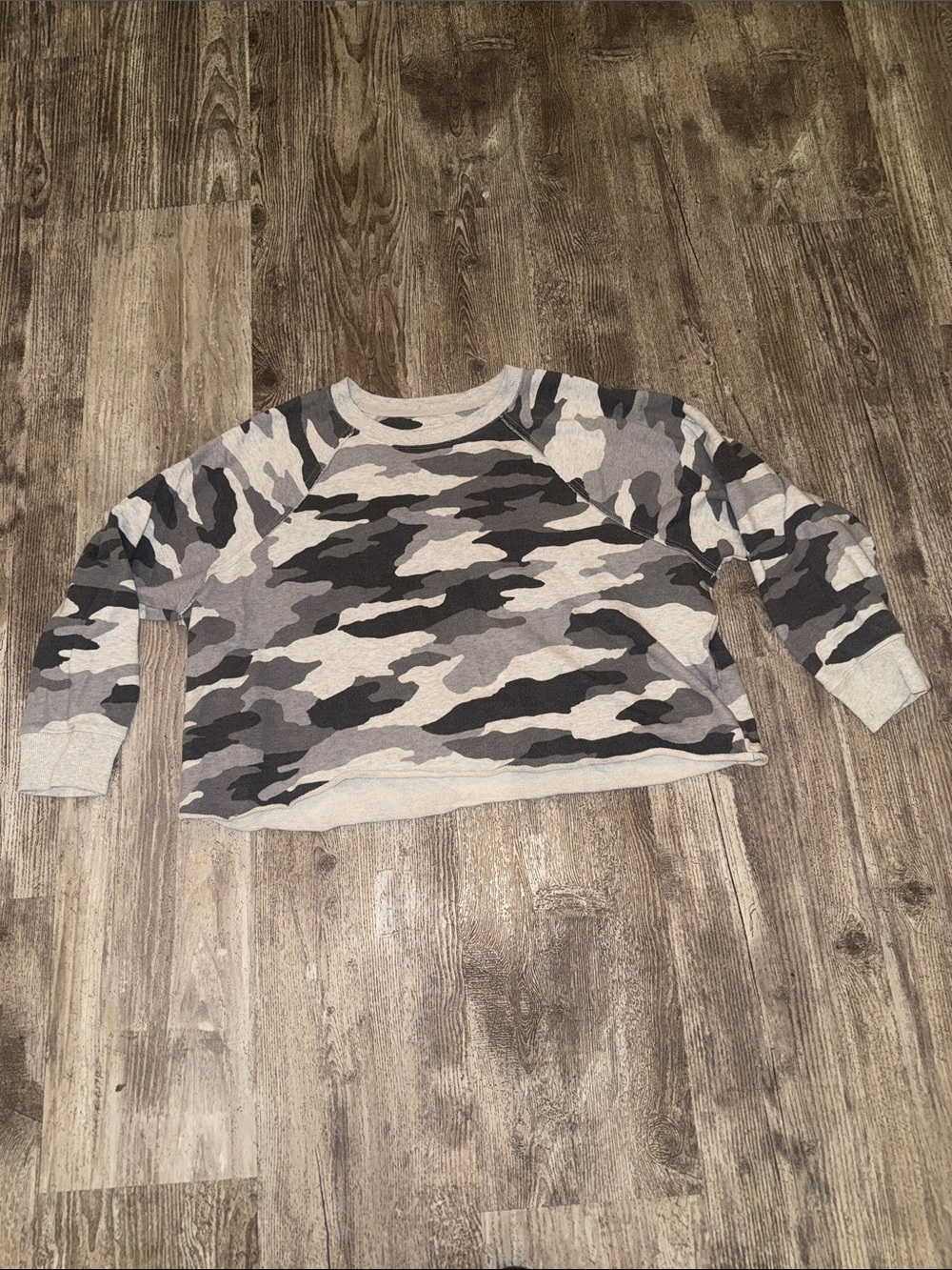 aerie Gray Camo Crewneck Pullover